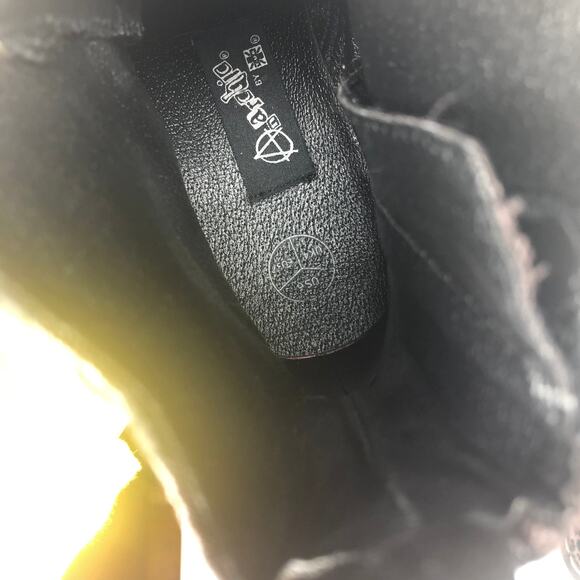 TUK Anarchic Boot Velvet Leopard Combat Moto Platform Lace Up Black US 6 - Picture 9 of 11